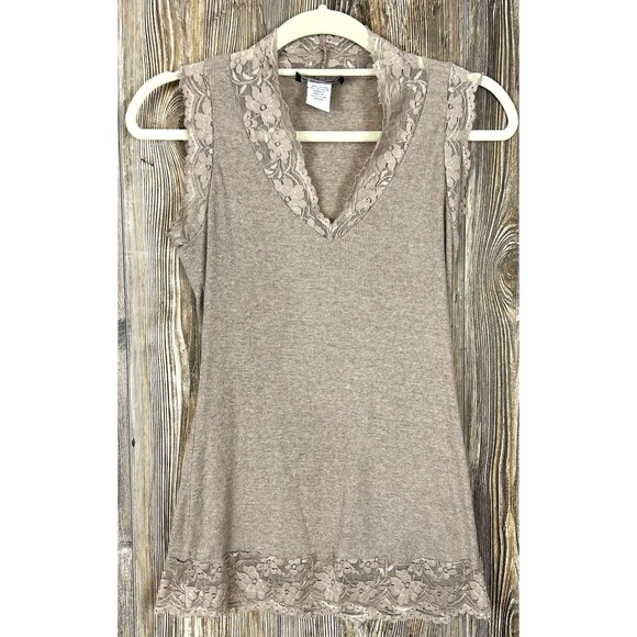 Self Esteem Tops - Vtg Y2K Self Esteem Beige Tank Top MED Lace Trim Bella Swan Elena Gilbert‎